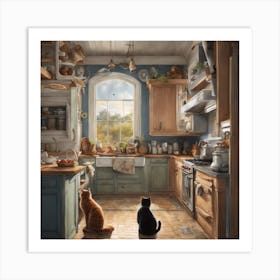 Cat In The Kitchen Art Print