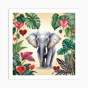 Mystic Love Elephant Art Print