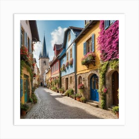 Colorful Street In Germany Paintings Art Print 1 Art Print