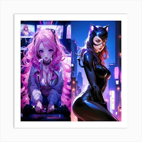 Catwoman And Catwoman Art Print