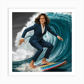 Obama Riding A Wave Art Print