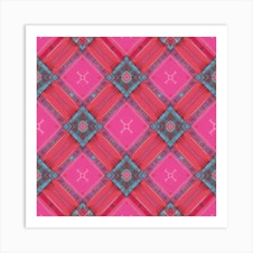 Pink And Blue Squares Art Print