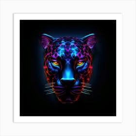 Neon Leopard Head 2 Póster