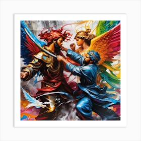 Angels Fighting 1 Art Print