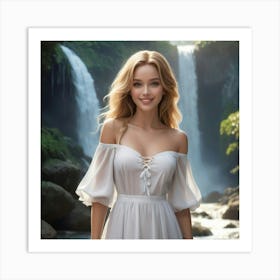 Beautiful Girl In White Dress Art Print