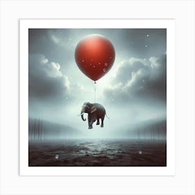 Elephant With A Balloon Art Print