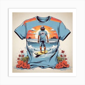 Surfer On Surfboard Art Print