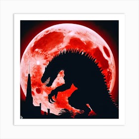 Godzilla Vs The Moon Art Print