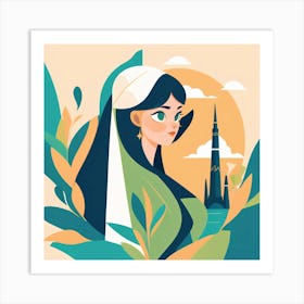 Arabic Girl With Tower Art Print