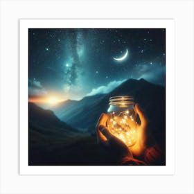 Hand Holding A Jar Of Stars Art Print