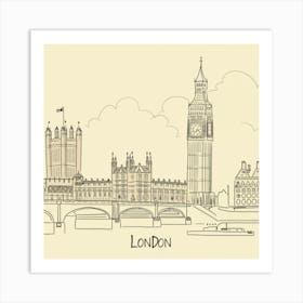 London Map Minimal Line Painting Art Print