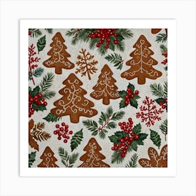 Gingerbread Trees Art Print