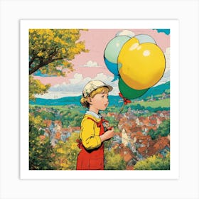 Girl With Balloons 1 Art Print