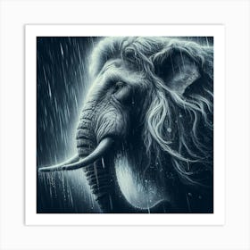 Mammoth In The Rain Art Print