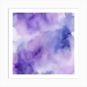 Beautiful periwinkle lavender abstract background. Drawn, hand-painted aquarelle. Wet watercolor pattern. Artistic background with copy space for design. Vivid web banner. Liquid, flow, fluid effect. Art Print