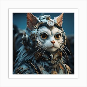 Steampunk Cat Art Print