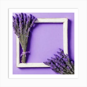 Lavender Frame On Purple Background 2 Art Print