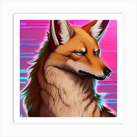 synthwave Fox 2 Art Print