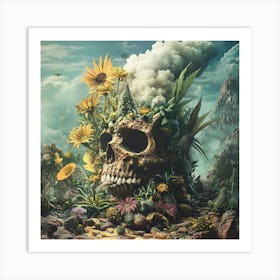 Skull And Flowers 1 Art Print