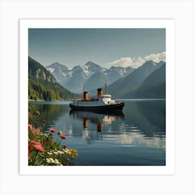 Cruise Ship On A Lake Art Print