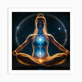 Woman In Meditation Energy auras 2 Art Print