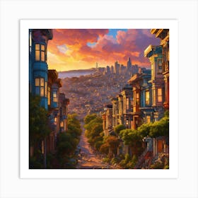 Sunset In San Francisco Art Print