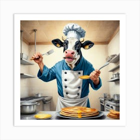 Cow In The Kitchen 3 Art Print