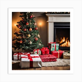 Christmas Tree With Presents 10 Art Print