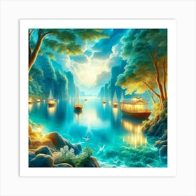 Boat On The Lake 3 Art Print