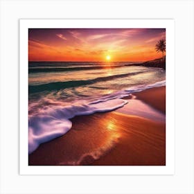 Sunset At The Beach 628 Art Print