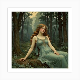 Girl In The Woods Art Print