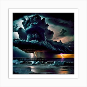 Lightning Storm at Sea Art Print