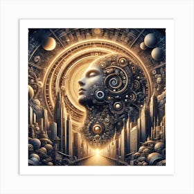 Futuristic Portrait Of A Woman Art Print