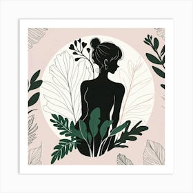 Leonardo Anime Xl Contemporary Female Silhouette Shape Foliage 2 (1) Art Print