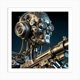 Robot With Gun Art Print