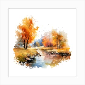 Watercolor Autumn Landscape 37 Art Print