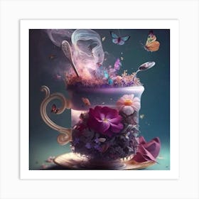 Teacup With Butterflies Art Print