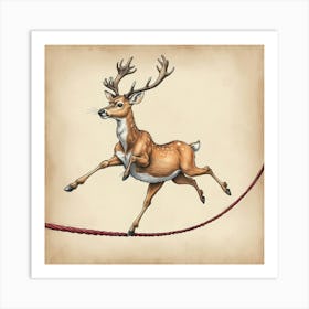 Deer Jumping Rope 4 Art Print