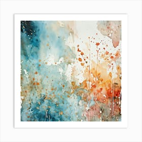 Artistic Grunge Pattern Stands Out In A Retro Watercolor Paint Stained Hues Merging And Contrasting 2 1 Art Print