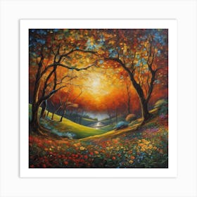 Sunset In The Forest Art Print