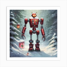 Christmas Robot 1 Art Print