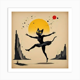 The Feline Ballerina: A Dancing Cat With A Skirt Art Print