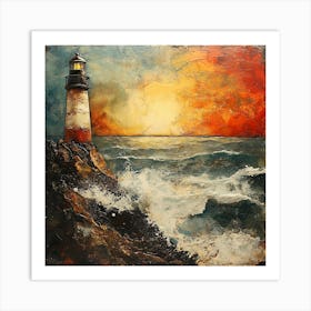 Lighthouse At Sunset 1 Art Print