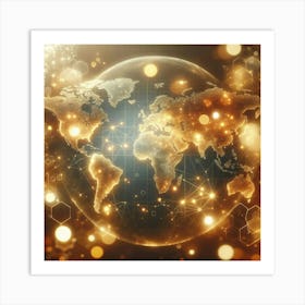 Golden World Globe Art Print