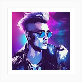 Cyberpunk Rocker With Mohawk Art Print