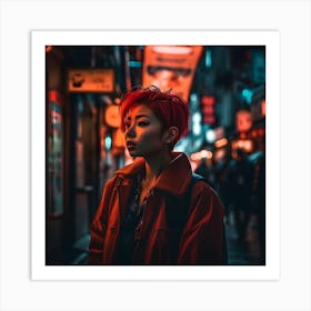 Asian Girl With Red Hair Art Print