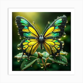 Butterfly With Water Droplets 2 Art Print