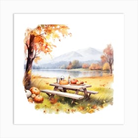 Autumn Picnic Table 4 Art Print