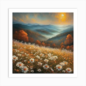 Appalachian Mountains Nature, Autumn Antique Oil Colors.5 Art Print