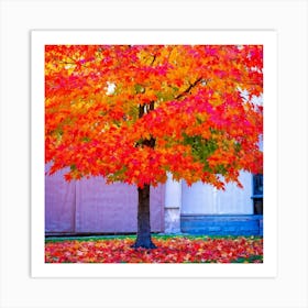 Anecdote Of An Autumnal Oak Tree Bathed In Brilliant Violet Hues In A Mid September Setting Leaves 2 1 Art Print